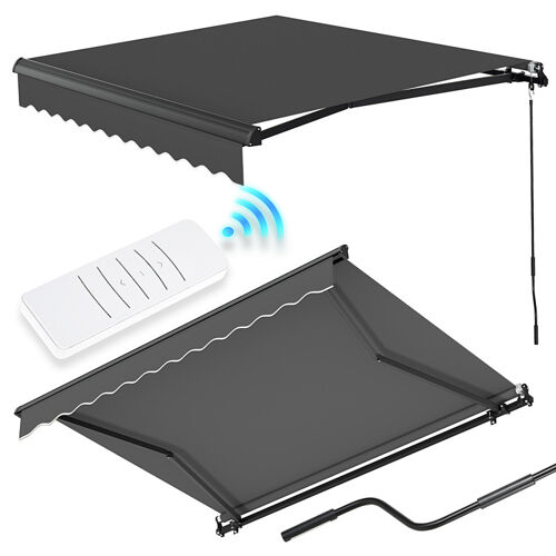 Store Banne Électrique Avec Télécommande, À Enroulement Automatique Cadre Anthracite, Polyester Gris, 2,5 X 2 M