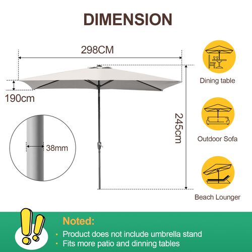 Parasol Rectangulaire 2 × 3 M Modulaire ¿ Parasol Terrasse À Assembler, Écru