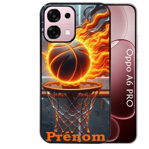 Coque noire Taperso pour Oppo A6 PRO 4G et 5G avec motif basket flamme personnalisee