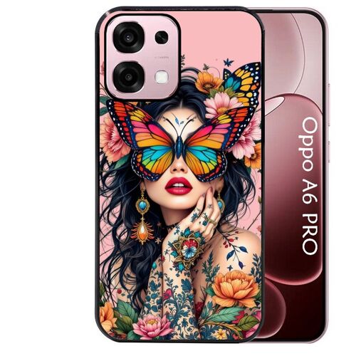 Coque noire Taperso pour Oppo A6 PRO 4G et 5G avec motif femme papillon