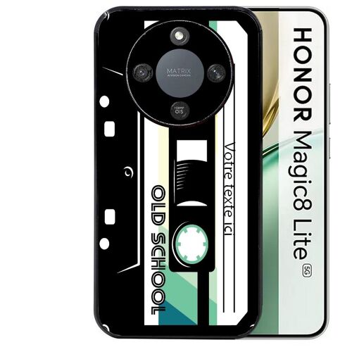 Coque noire Taperso pour Magic 8 LITE personnalisable avec motif cassette vintage