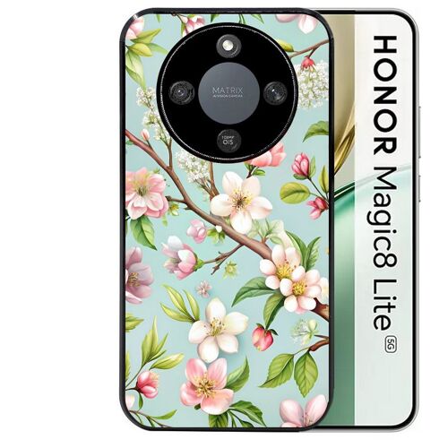Coque noire Taperso pour Magic 8 LITE avec motif fleur de printemps