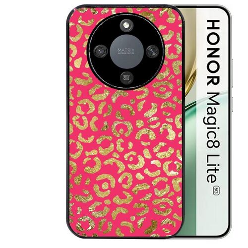 Coque noire Taperso pour Magic 8 LITE avec motif leopard fuschia