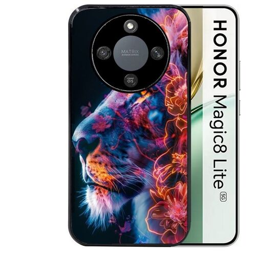 Coque noire Taperso pour Magic 8 LITE avec motif lion fluo
