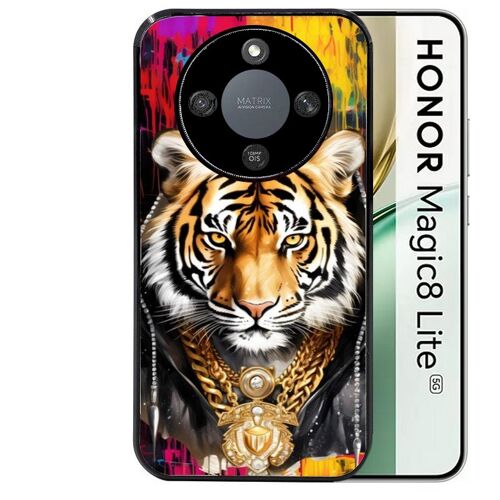 Coque noire Taperso pour Magic 8 LITE avec motif tigre style hip hop