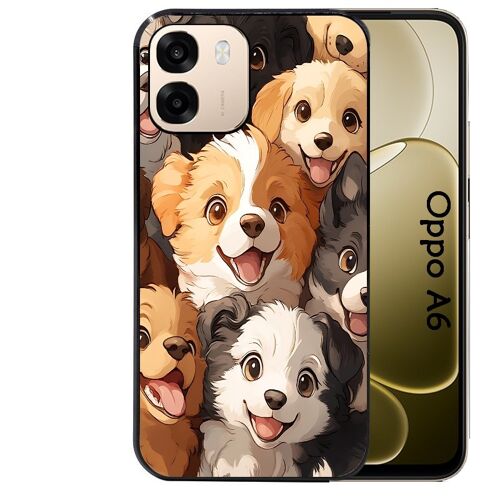 Coque noire Taperso pour Oppo A6 et A6X 4G 5G avec motif chien smile
