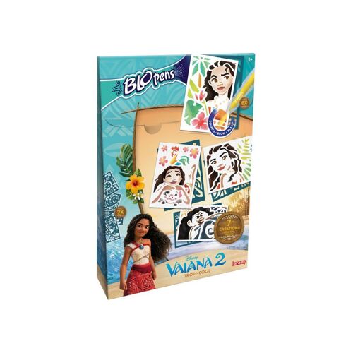 Kit Pochoirs Blopens Lansay Tropi-Cool Vaiana - 7 Pochoirs, 6 Mini Blopens, Boîte 26 X 17 X 5 Cm