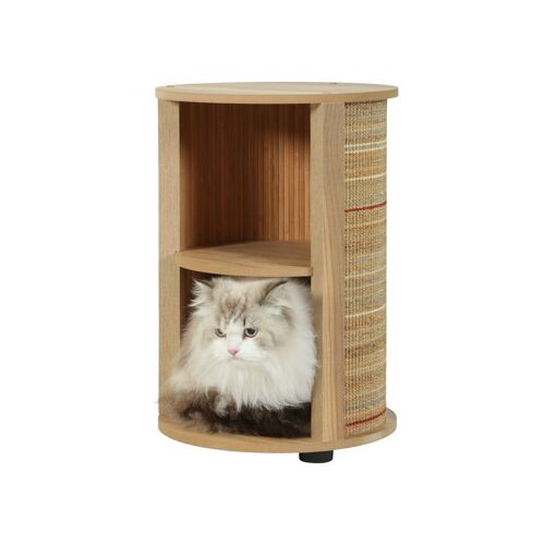 Meuble Bout De Canapé Chat Zolux Boréal 3-En-1 Beige, Diamètre 35 Cm