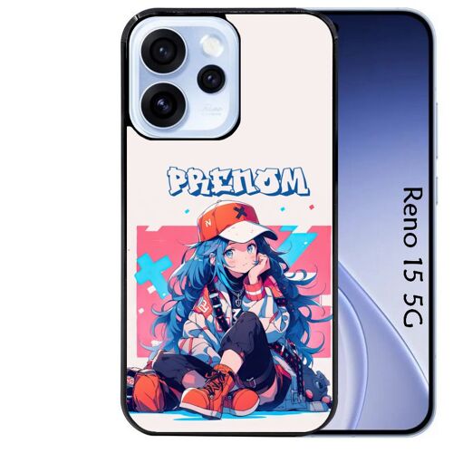 Coque noire Taperso pour Reno 15 5G avec motif anime casquette personnalise