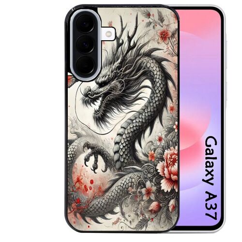 Coque noire Taperso pour Galaxy A37 avec motif dragon japan