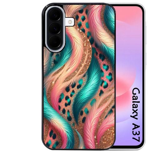 Coque noire Taperso pour Galaxy A37 avec motif effet fourrure leopard 2