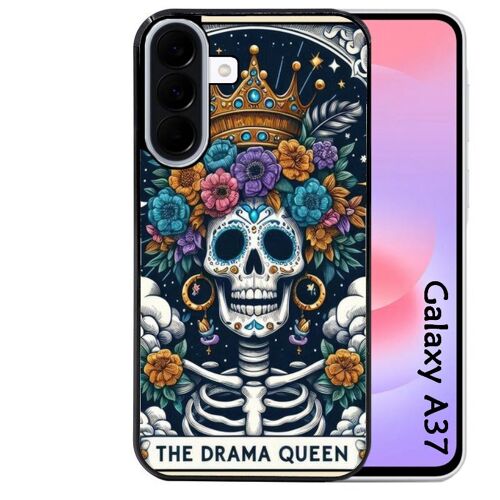 Coque noire Taperso pour Galaxy A37 avec motif tete de mort drama queen