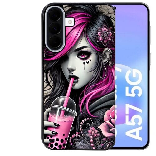 Coque noire Taperso pour Galaxy A57 avec motif anime et gothic boba