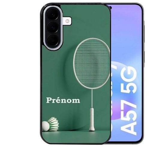 Coque noire Taperso pour Galaxy A57 avec motif badminton sport personnalise