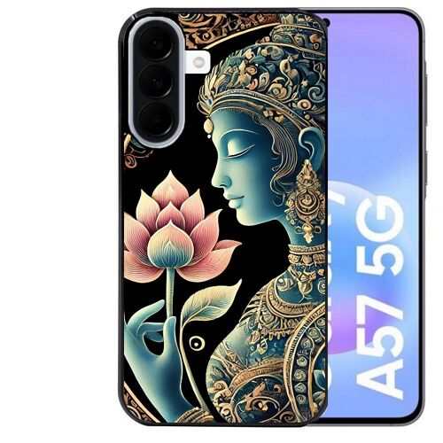 Coque noire Taperso pour Galaxy A57 avec motif bouddha et lotus