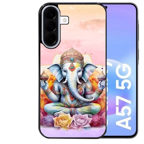 Coque noire Taperso pour Galaxy A57 avec motif elephant namaste
