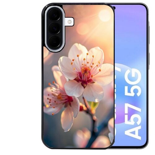 Coque noire Taperso pour Galaxy A57 avec motif fleur de cerisier