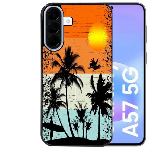 Coque noire Taperso pour Galaxy A57 avec motif hawai sun