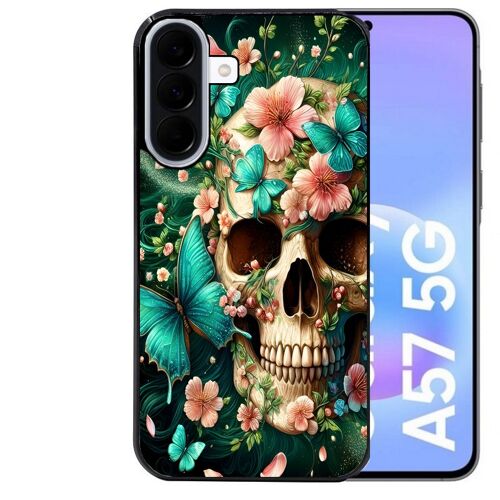 Coque noire Taperso pour Galaxy A57 avec motif tete de mort skull printemps