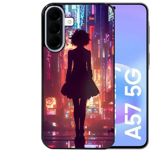 Coque noire Taperso pour Galaxy A57 avec motif new york anime