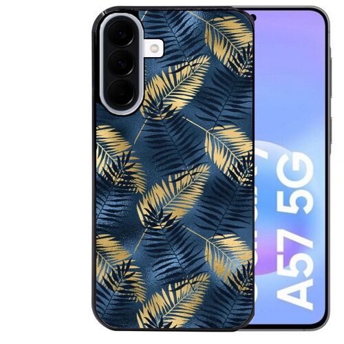 Coque noire Taperso pour Galaxy A57 avec motif palmier bleu