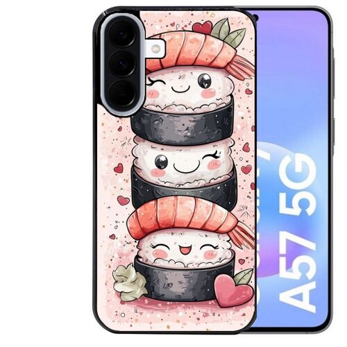 Coque noire Taperso pour Galaxy A57 avec motif sushi kawai anime