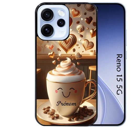 Coque noire Taperso pour Reno 15 5G avec motif cafe love morning personnalise