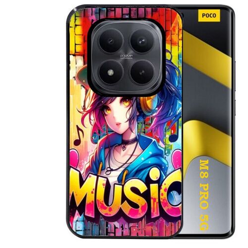 Coque noire Taperso pour POCO M8 PRO 5G avec motif anime manga et music