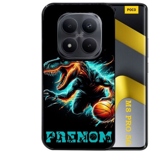 Coque noire Taperso pour POCO M8 PRO 5G avec motif basket et dino personnalisee