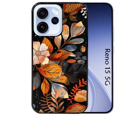 Coque noire Taperso pour Reno 15 5G avec motif fleur automne