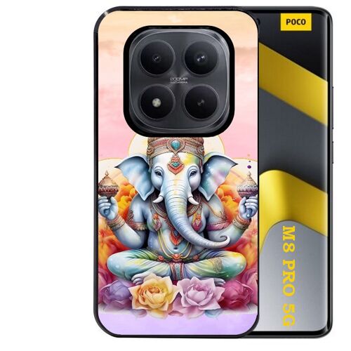 Coque noire Taperso pour POCO M8 PRO 5G avec motif elephant namaste