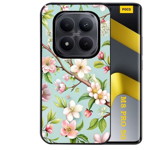 Coque noire Taperso pour POCO M8 PRO 5G avec motif fleur de printemps