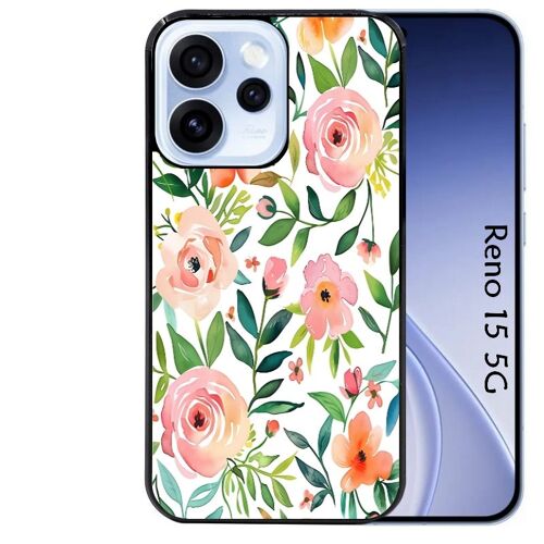Coque noire Taperso pour Reno 15 5G avec motif fleur des champs