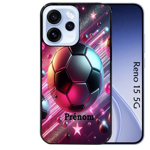 Coque noire Taperso pour Reno 15 5G avec motif foot etoile personnalisee