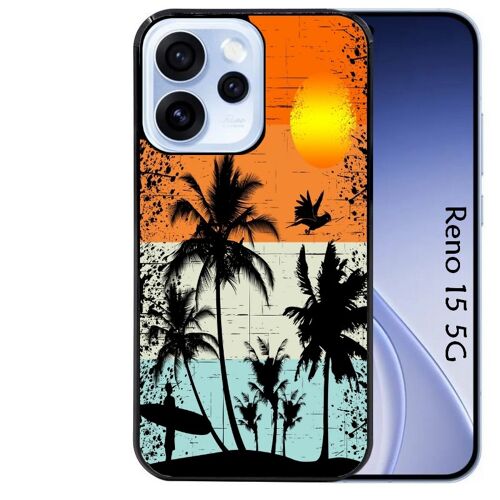 Coque noire Taperso pour Reno 15 5G avec motif hawai sun