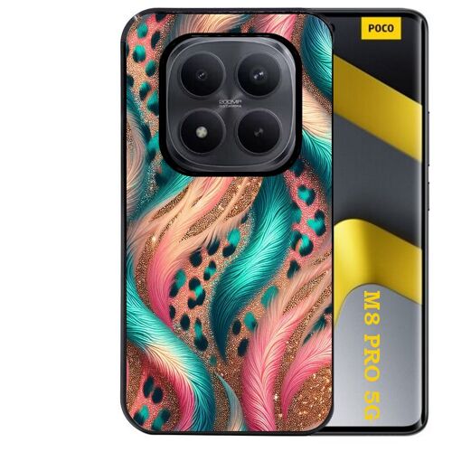 Coque noire Taperso pour POCO M8 PRO 5G avec motif effet fourrure leopard 2