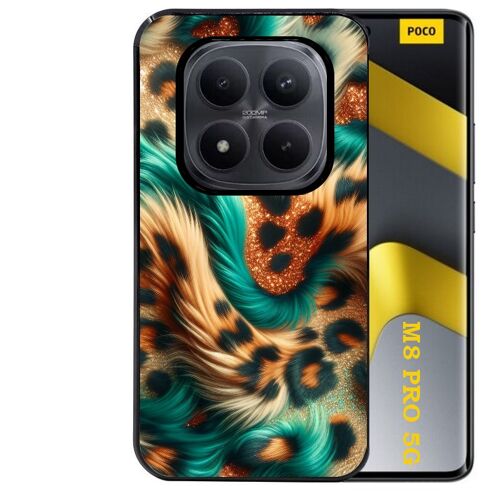 Coque noire Taperso pour POCO M8 PRO 5G avec motif effet fourrure leopard 3
