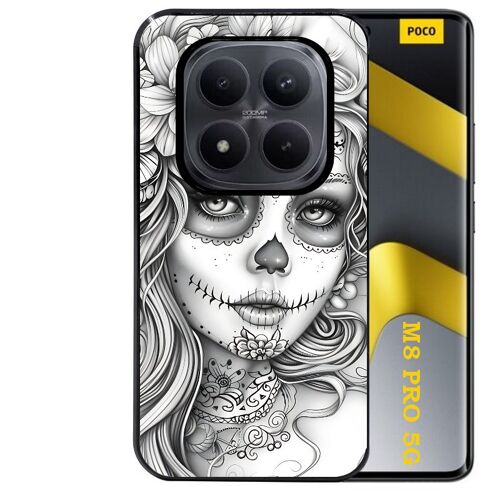 Coque noire Taperso pour POCO M8 PRO 5G avec motif mort calavera tatoo