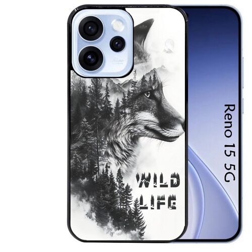 Coque noire Taperso pour Reno 15 5G avec motif renard fox wild