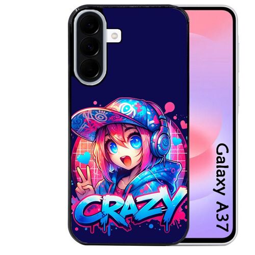 Coque noire Taperso pour Galaxy A37 avec motif anime crazy