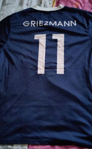 Maillot T-Shirt Tisheurt Bleu Marine Floqué Griezmann Numéro 11 Étoile Manches Courtes Col Blanc En V Coq Gaulois Fff Marque Sun City Équipe De France De Football