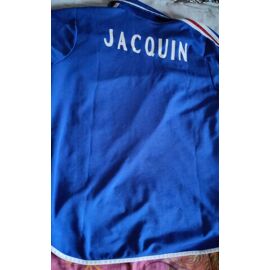 Maillot T-Shirt Bleu Marine De L'équipe De France De Football Floquée Jacquin Taille L Étoile Marque Adidas Fff Licensed Product Authentic Polyester Blanc Et Rouge Manches Courtes