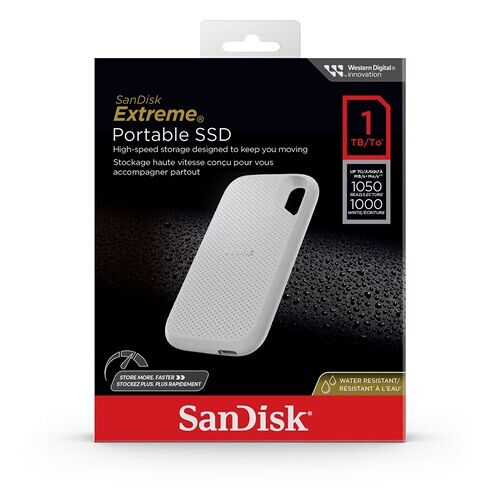 Disque SSD externe SanDisk Extreme Portable SDSSDE61W1TO 1 To Blanc USB 3.2 Gen 2