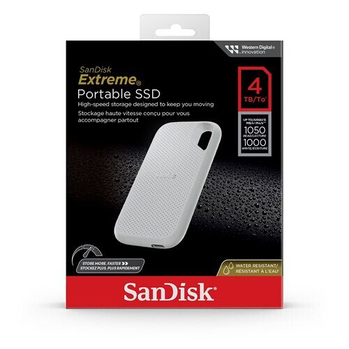 SSD portable SanDisk Extreme SDSSDE61W4TO 4 To USB 3.2 Gen 2 IP65 Blanc