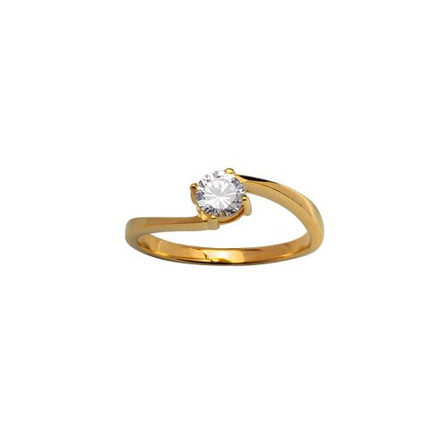 Bague Plaqué Or Solitaire 4 Griffes