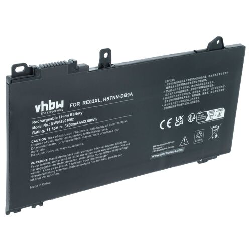 vhbw Batterie remplacement pour HP L32656-005, L32656-002, L32407-AC1, RE03XL pour ordinateur portable (3800mAh, 11,55V, Li-polymère)