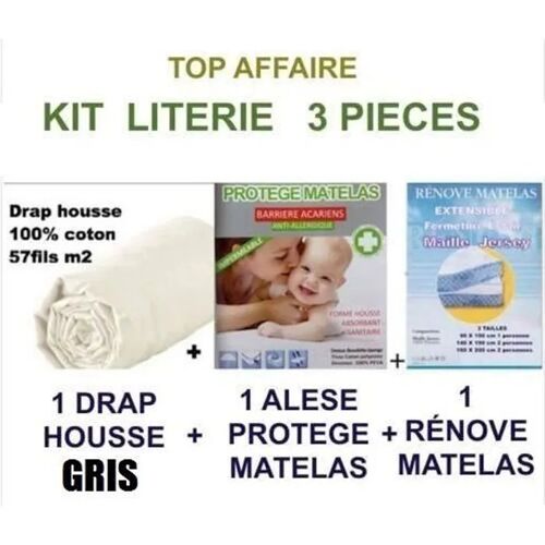 Alèse Matelas + Rénove Matelas+ Drap Housse Kit Pour Lit Taille 140cm X 190cm