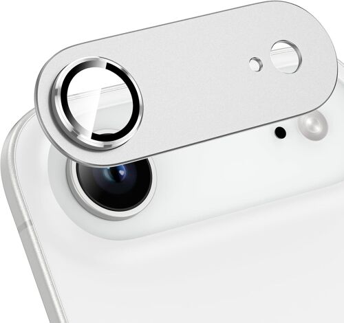 KALANKA-Protection Objectif Caméra Arrière pour iPhone 17 Air, Film en Verre Trempé 9H Ultra HD,All-in-one-Aluminiumlegierung,argent