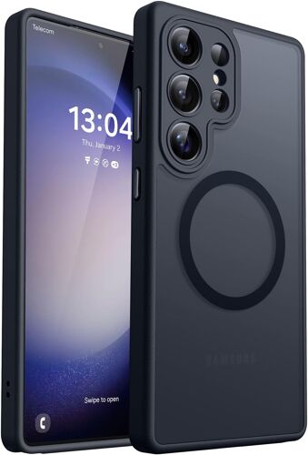 ELVORIX-Coque Magnétique pour Samsung Galaxy S23 Ultra(6,8 Pouces), [Protection Complète de l'appareil Photo] Housse Fond Mat Translucide,Noir