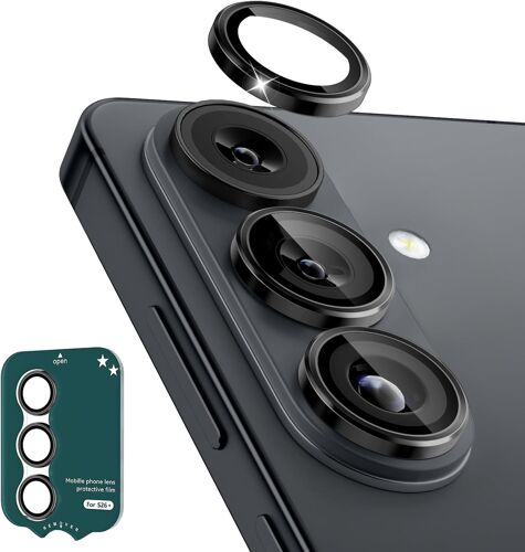 KALANKA-imlukies Caméra Arrière Protecteur pour Samsung Galaxy S26, Dureté 9H Protection Objectif Caméra avec Bordure en Aluminium, Résistant Aux Rayures Film Verre Trempé, Compatible avec Coques,Noi